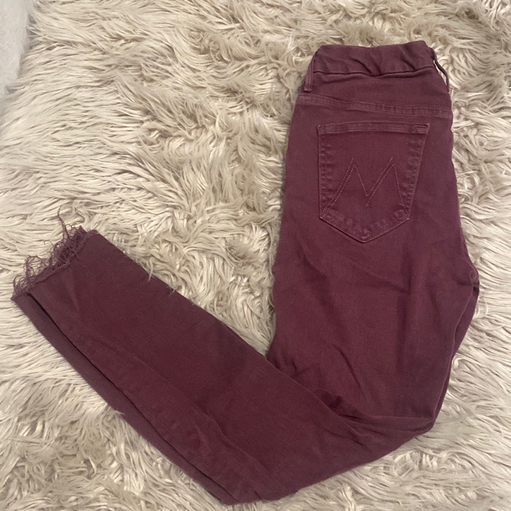 Mother Denim high Waisted Looker Ankle Fray Plum Size 27